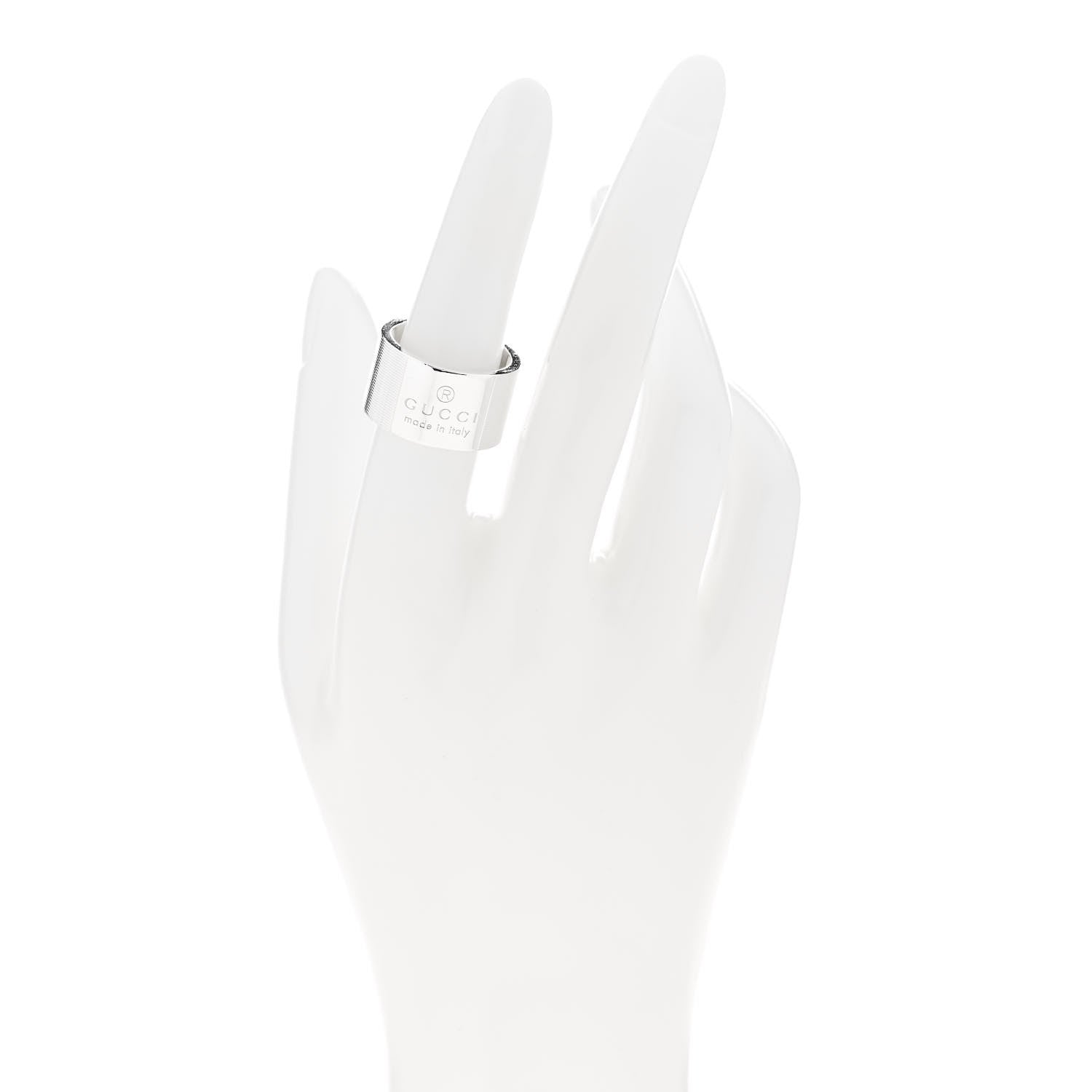 Gucci Sterling Silver 12mm Trademark Wide Band Ring 54 7 2 of 6