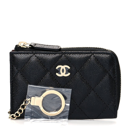 Chanel Caviar Quilted Zipped Key Holder Case Black 1 of 8