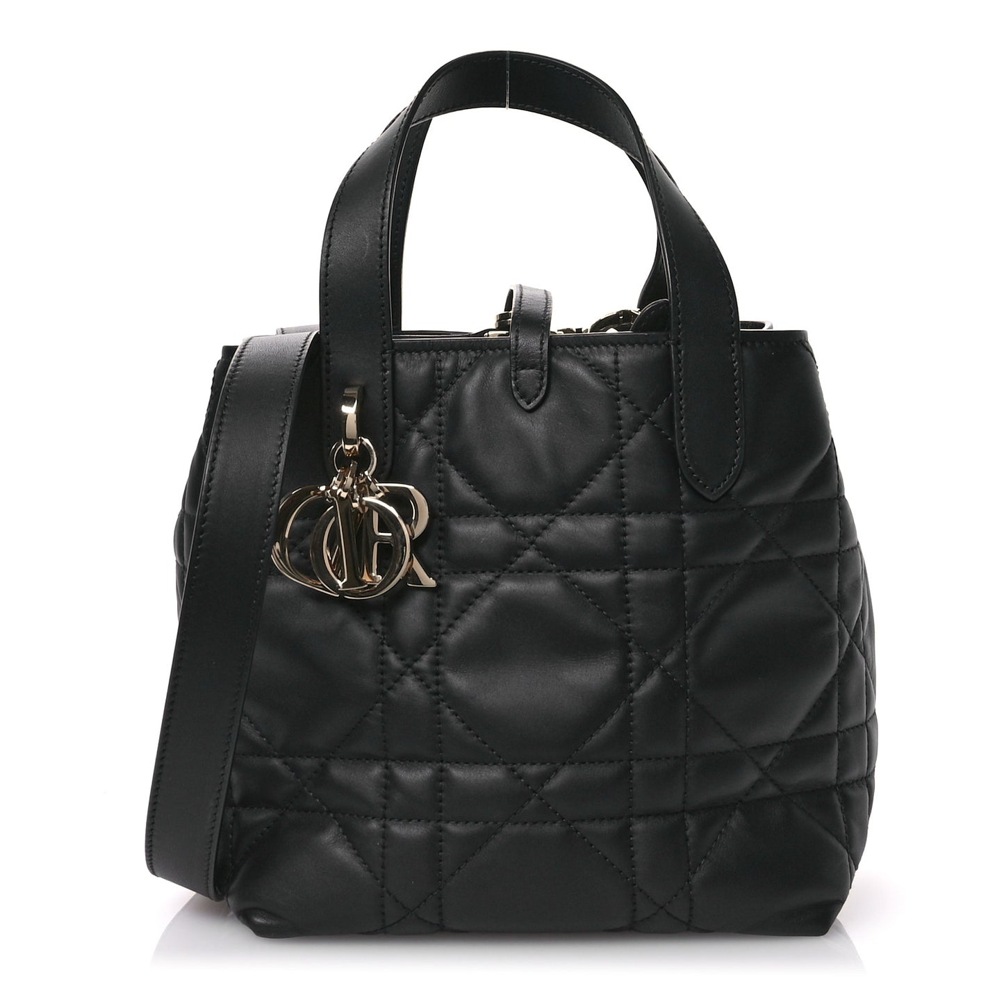 Calfskin Macrocannage Small Toujours Vertical Tote Black