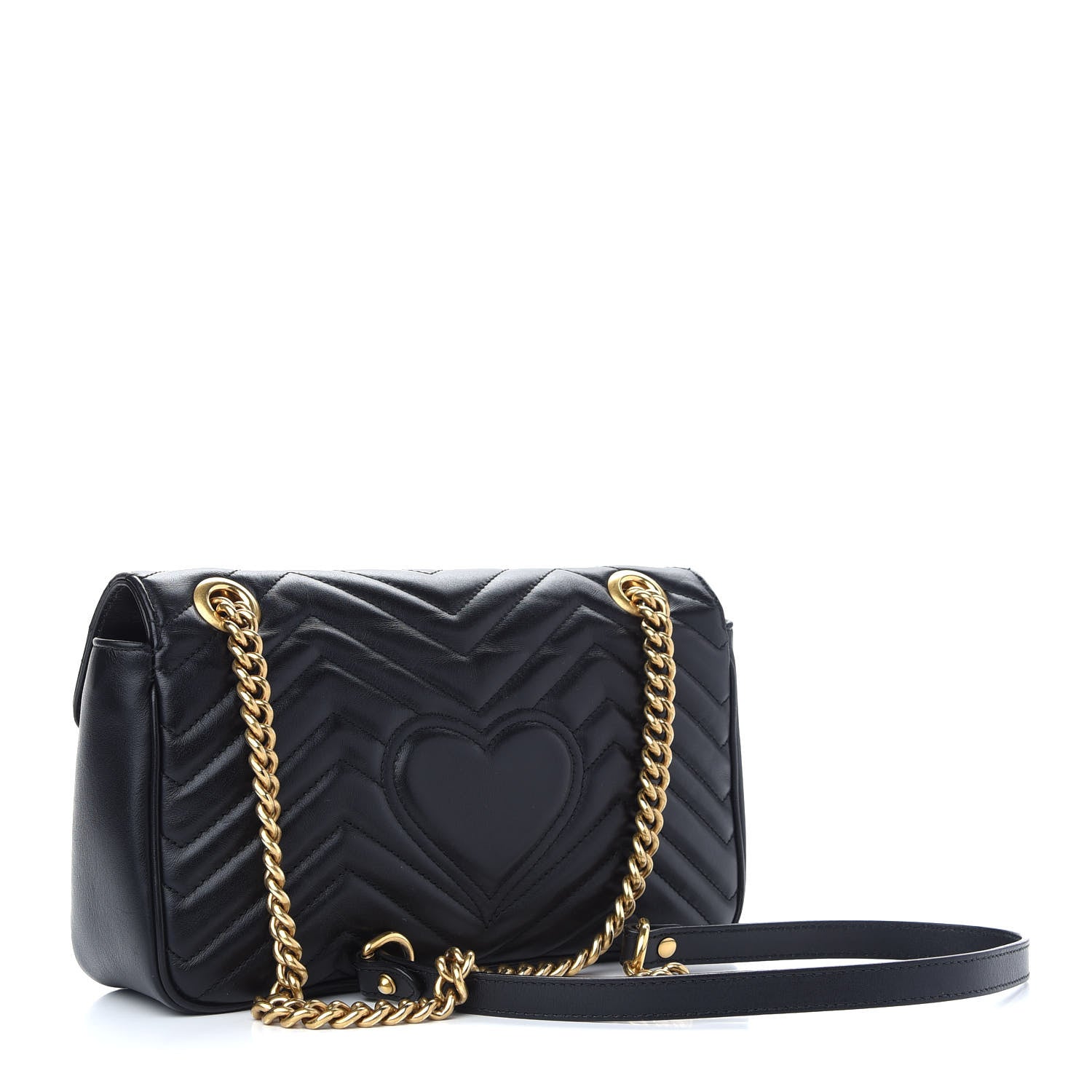 Gucci Calfskin Matelasse Small GG Marmont Shoulder Bag Black 3 of 9