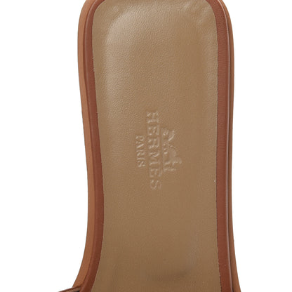 Hermes Box Calfskin Oran Sandals 37 Gold 6 of 9