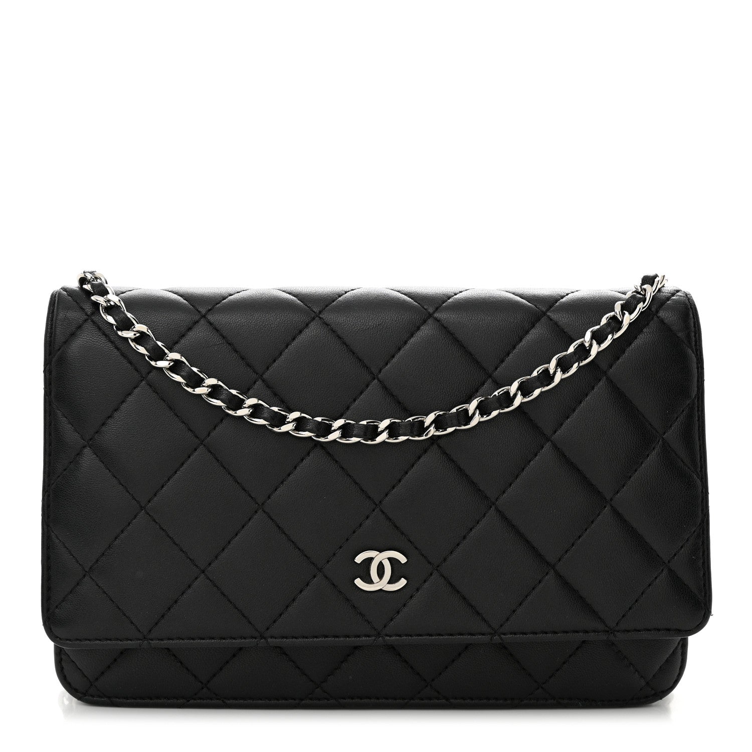 Chanel Lambskin Quilted Wallet On Chain WOC Black 1 of 13