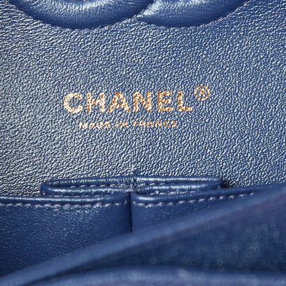 Chanel Iridescent Caviar Quilted Medium Double Flap Dark Blue 8 of 10