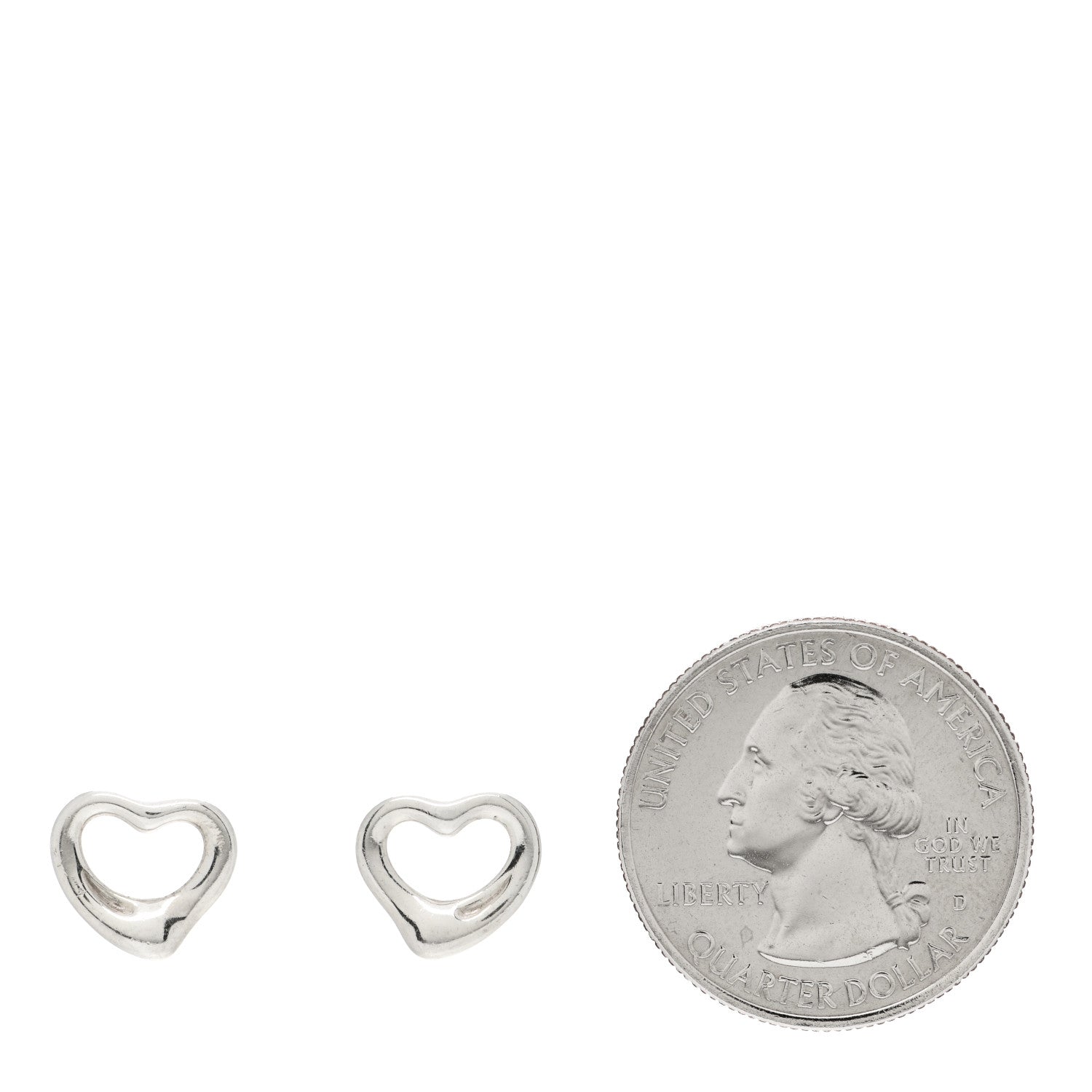 Tiffany Sterling Silver 11mm Elsa Peretti Open Heart Earrings 2 of 4