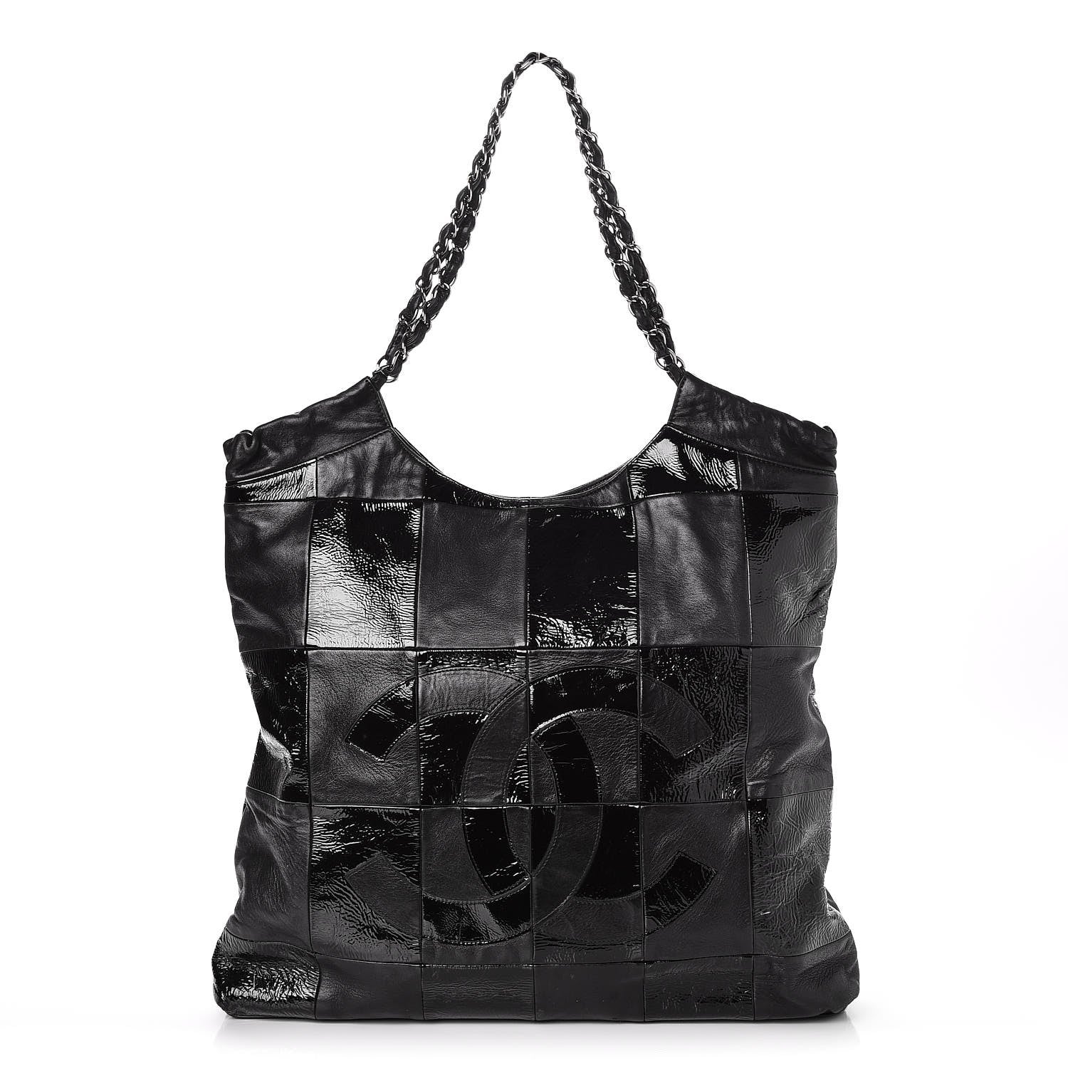 Chanel Patent Calfskin Patchwork Brooklyn Tote Black 1 of 8