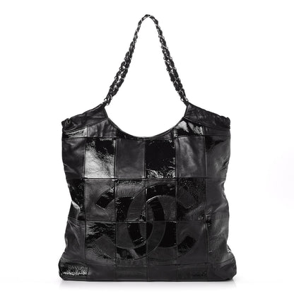Chanel Patent Calfskin Patchwork Brooklyn Tote Black 1 of 8