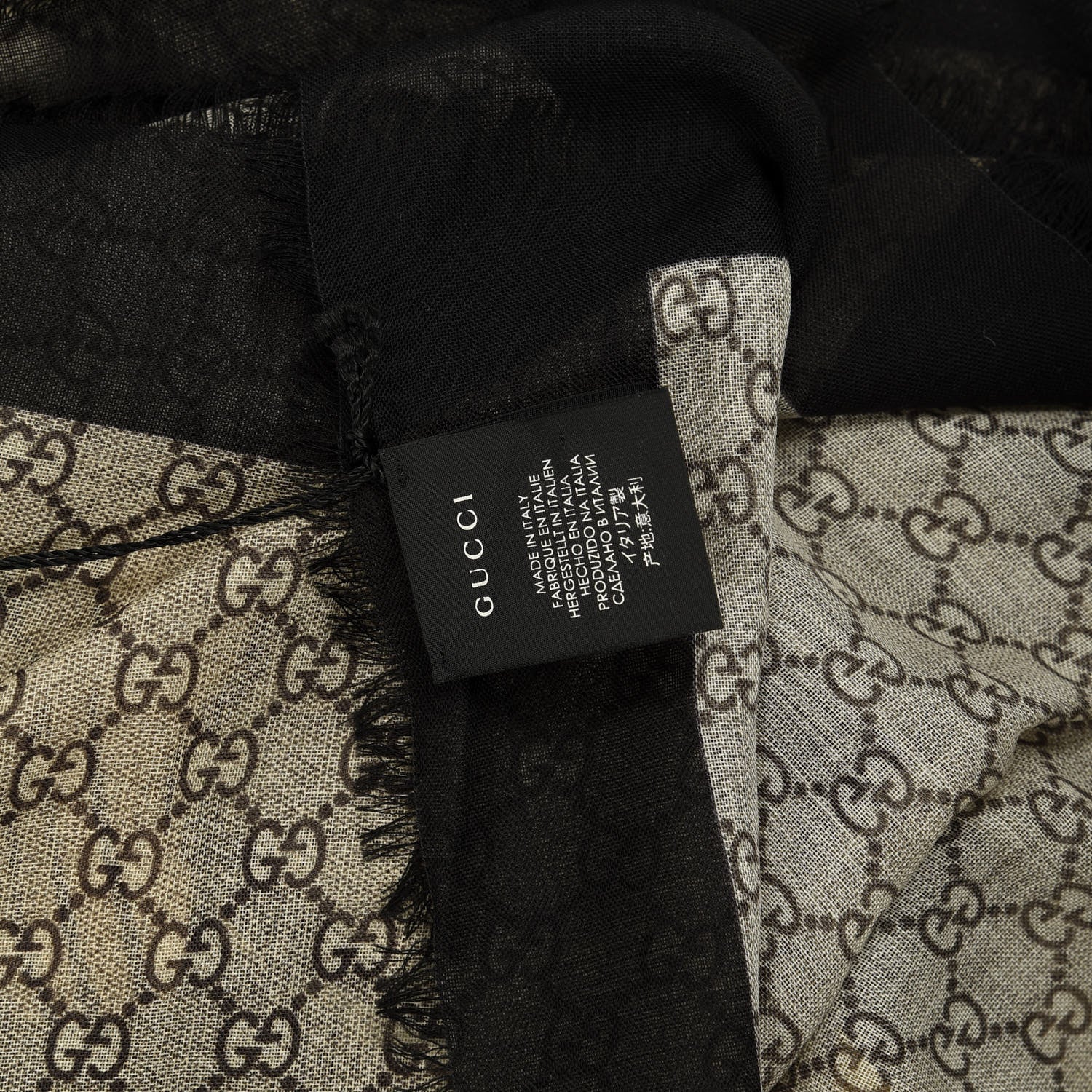 Gucci Wool GG Supreme Monogram Web Bee Scarf Beige 3 of 3