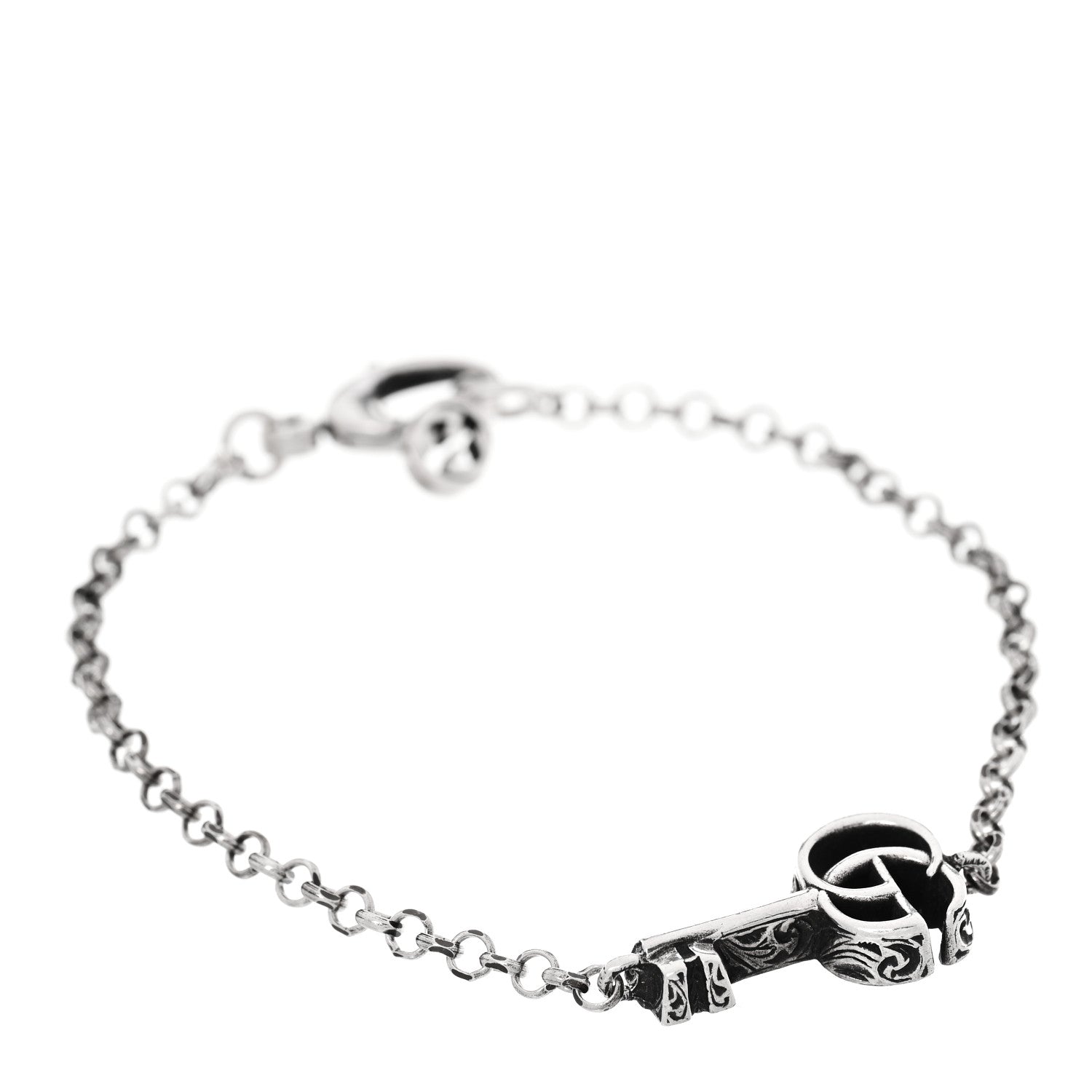 Gucci Sterling Silver Double G Key Bracelet 1 of 5