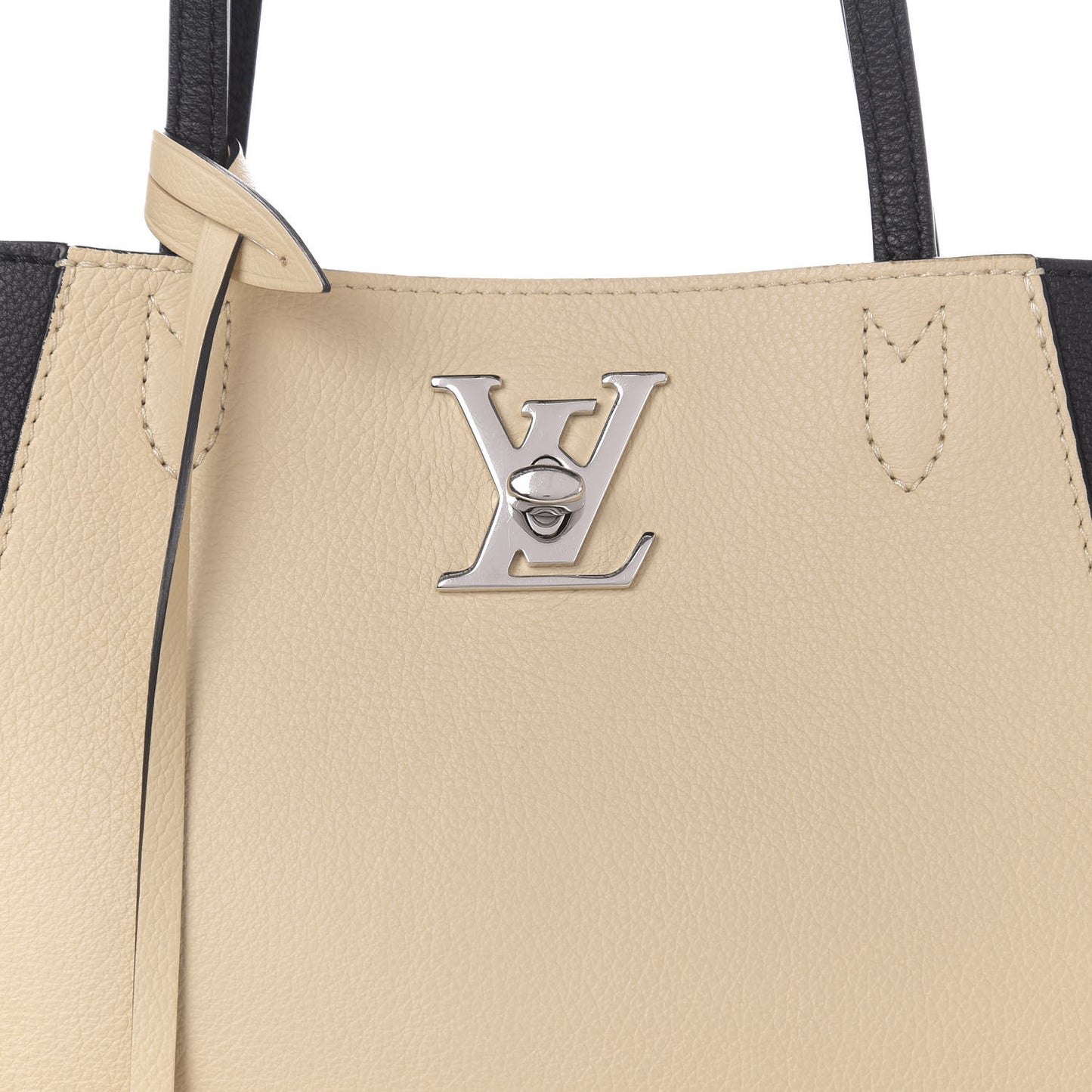 Calfskin Lockme Go Tote Black Vanilla