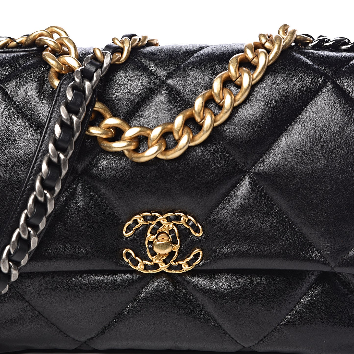 Lambskin Quilted Large 19 Flap Black