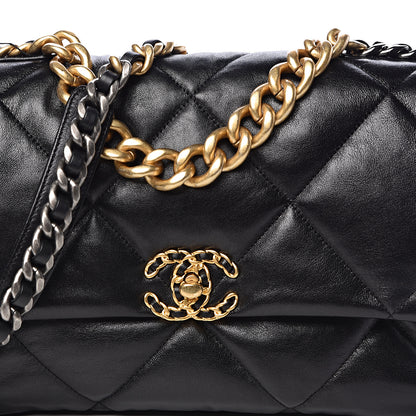 Chanel Lambskin Quilted Large 19 Flap Black 8 of 11