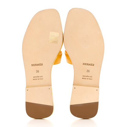 Hermes Calfskin Oran Sandals 36 Jaune Citron 5 of 9