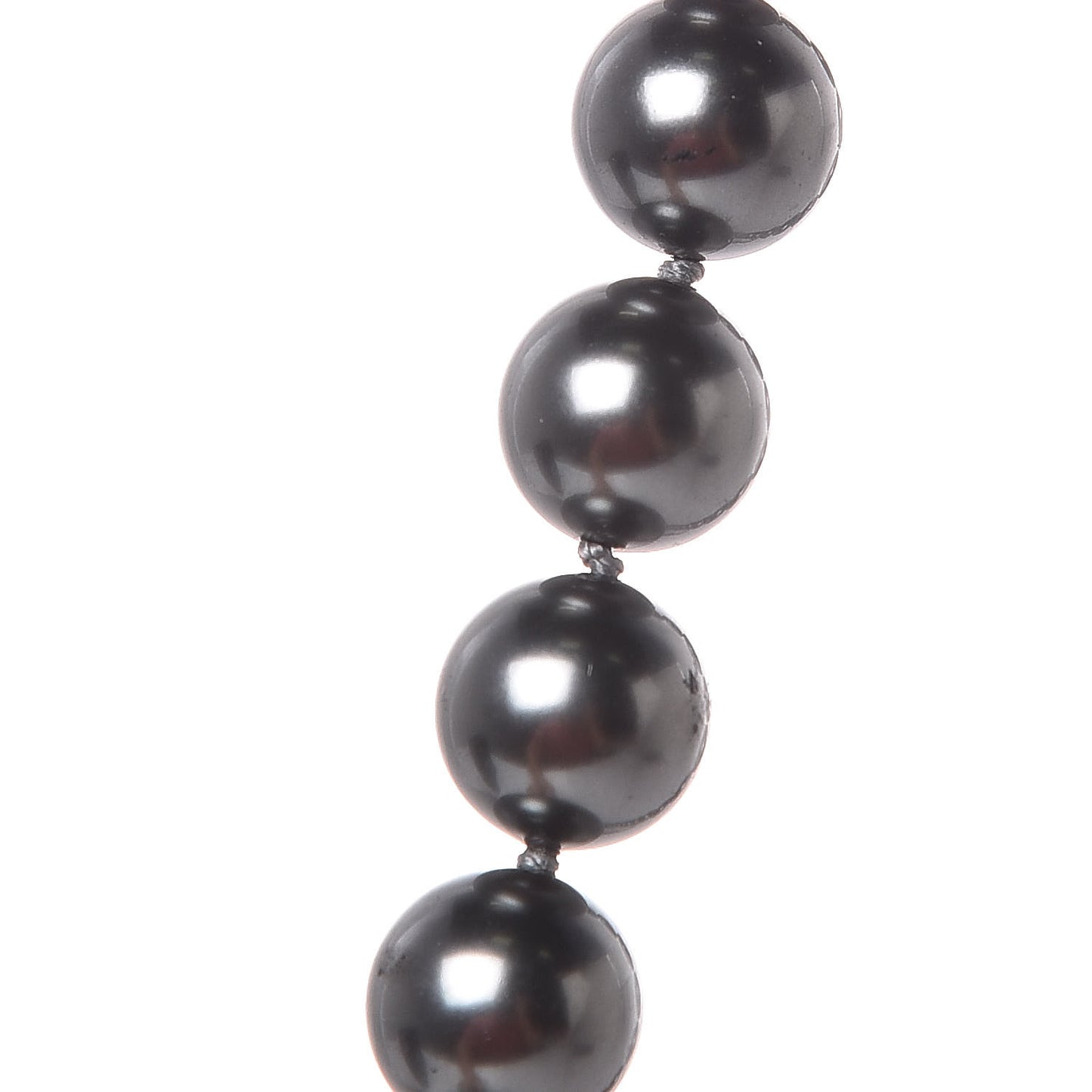 Ruthenium Graduated Pearl CC Long Necklace Dark Grey