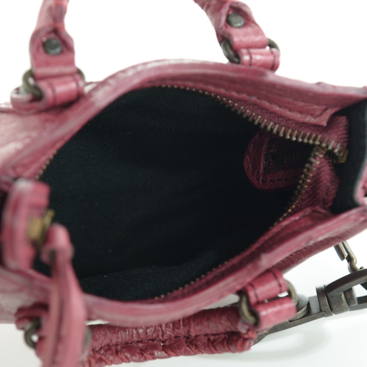 Agneau Mini City Bag Charm Cassis