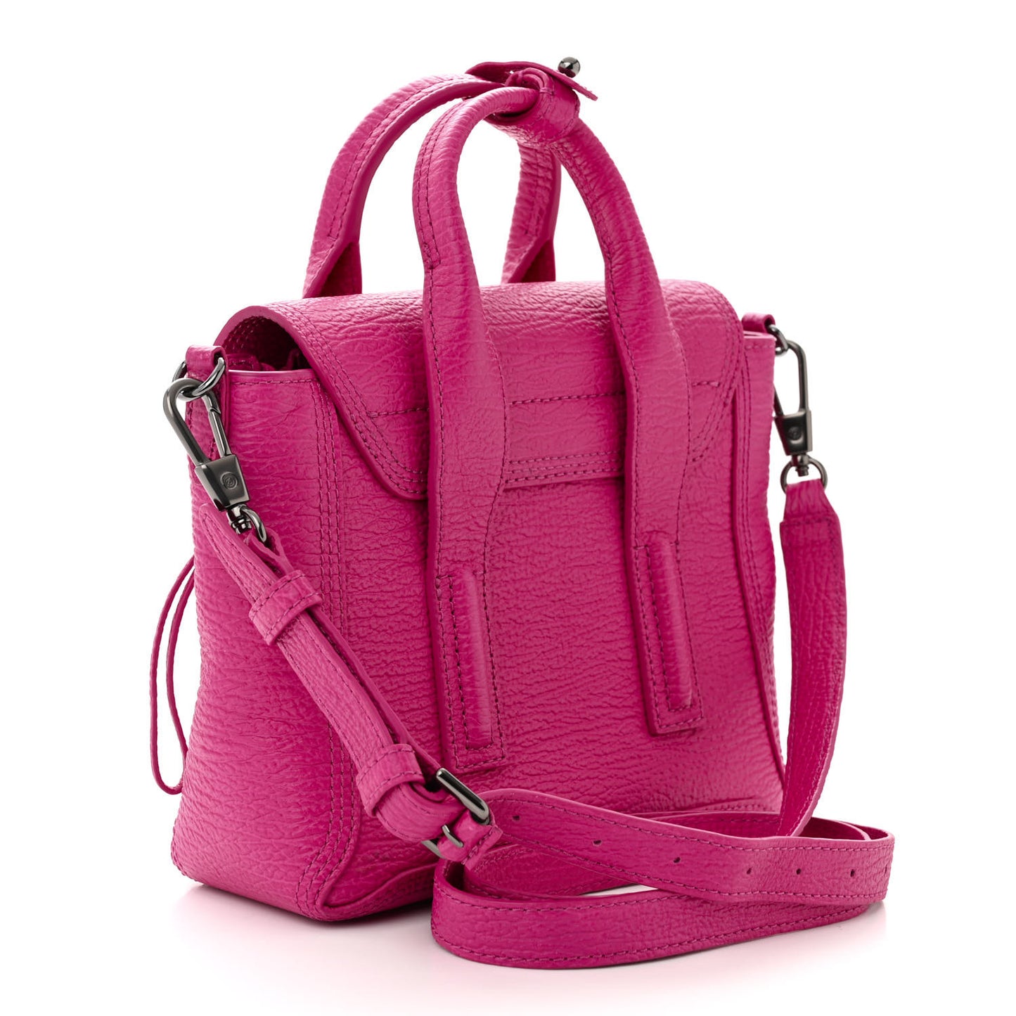 Textured Calfskin Mini Pashli Satchel Bright Fuchsia