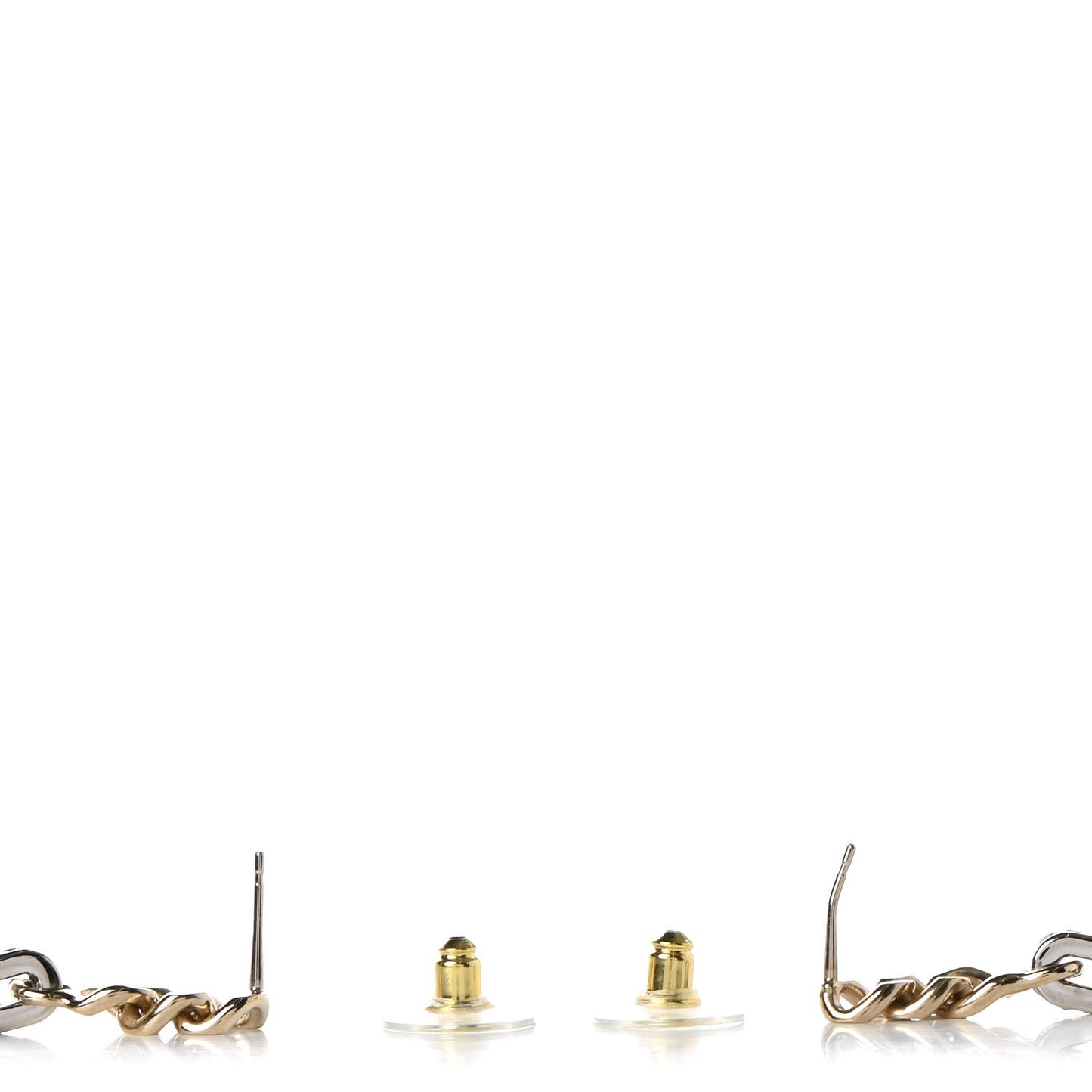 Metal Crystal CC Chain Drop Earrings Gold