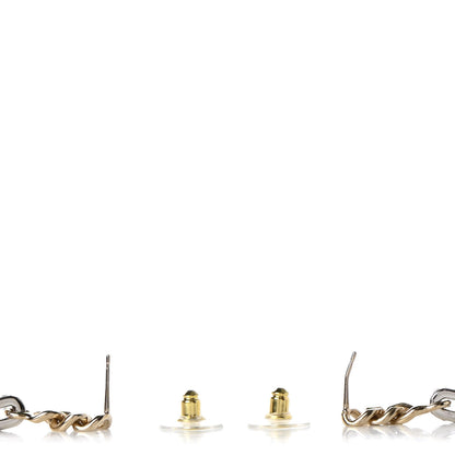 Chanel Metal Crystal CC Chain Drop Earrings Gold 3 of 6