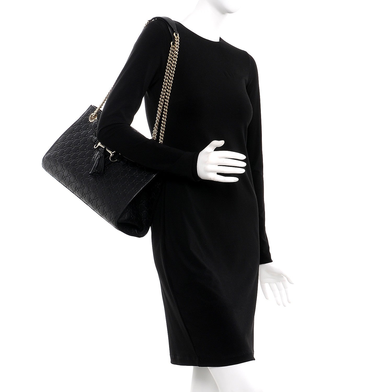 Gucci Guccissima Large Emily Chain Shoulder Bag Black 2 of 12