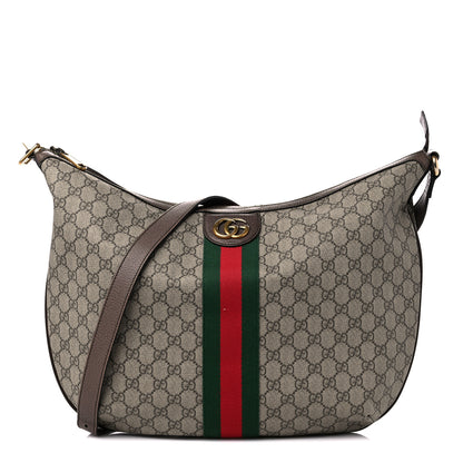 Gucci GG Supreme Monogram Web Ophidia Half Moon Hobo Brown 1 of 19