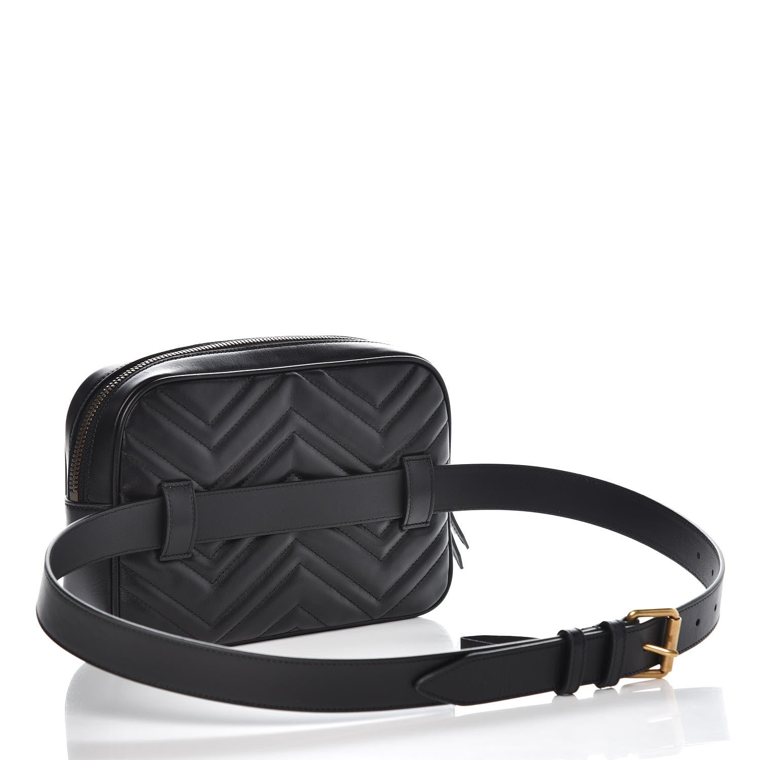 Gucci Calfskin Matelasse Mens GG Marmont Belt Bag 100 40 Black 3 of 7