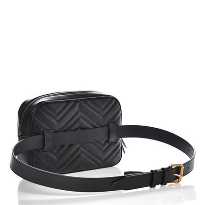 Gucci Calfskin Matelasse Mens GG Marmont Belt Bag 100 40 Black 3 of 7