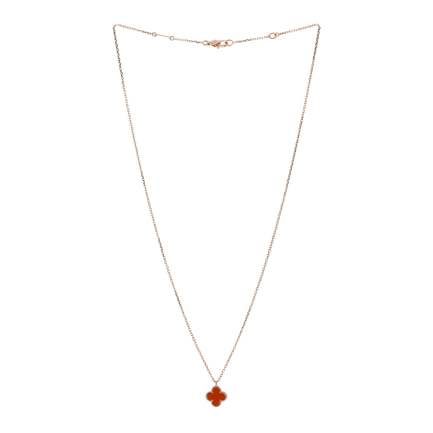 18K Rose Gold Carnelian Sweet Alhambra Pendant Necklace