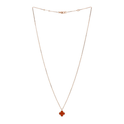 Van Cleef & Arpels 18K Rose Gold Carnelian Sweet Alhambra Pendant Necklace 2 of 5
