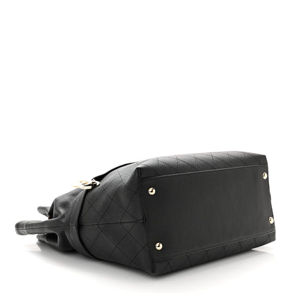 Chanel Crumpled Grained Calfskin Zip and Carry Shopping Tote Black 4 of 10
