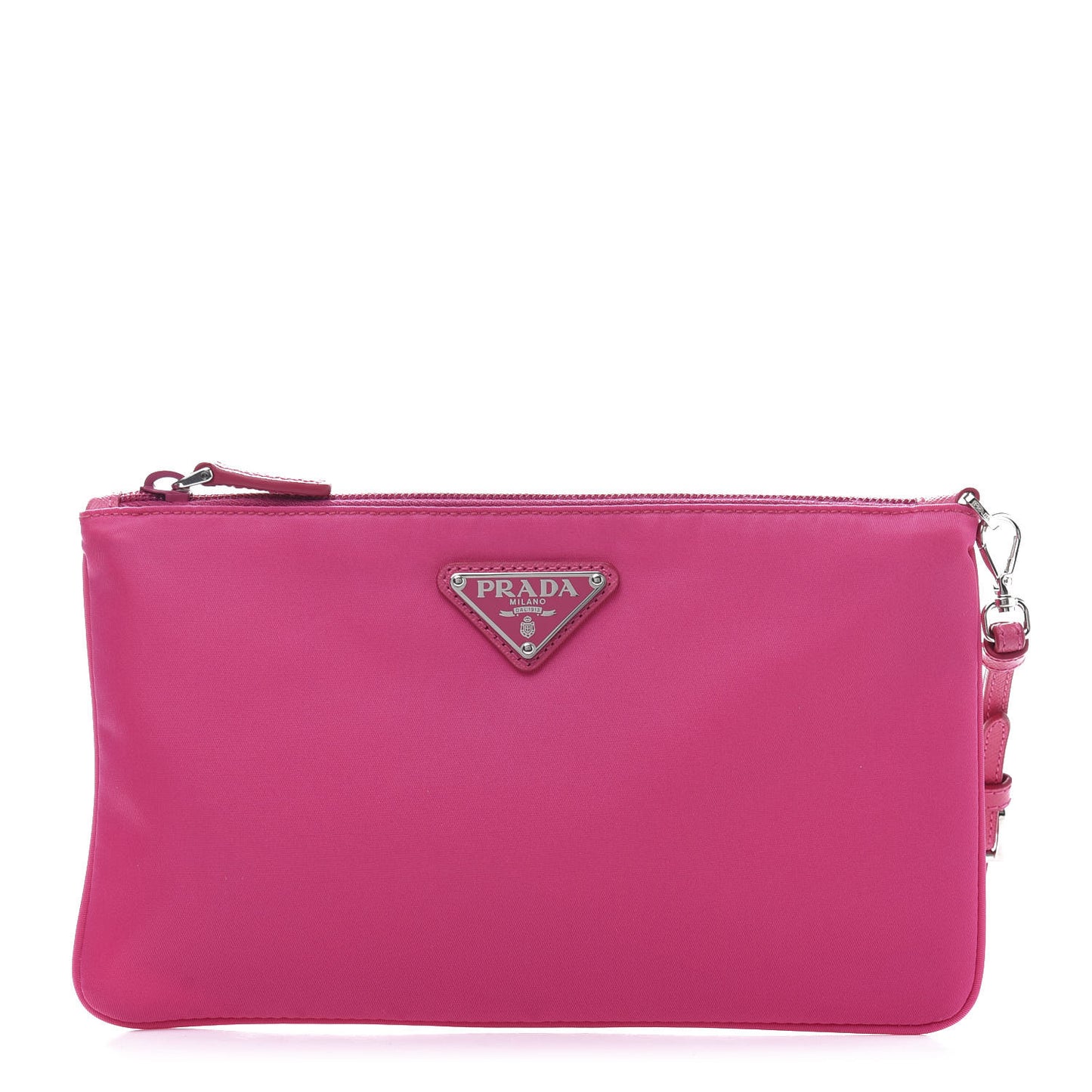 Tessuto Nylon Saffiano Wristlet Fuxia