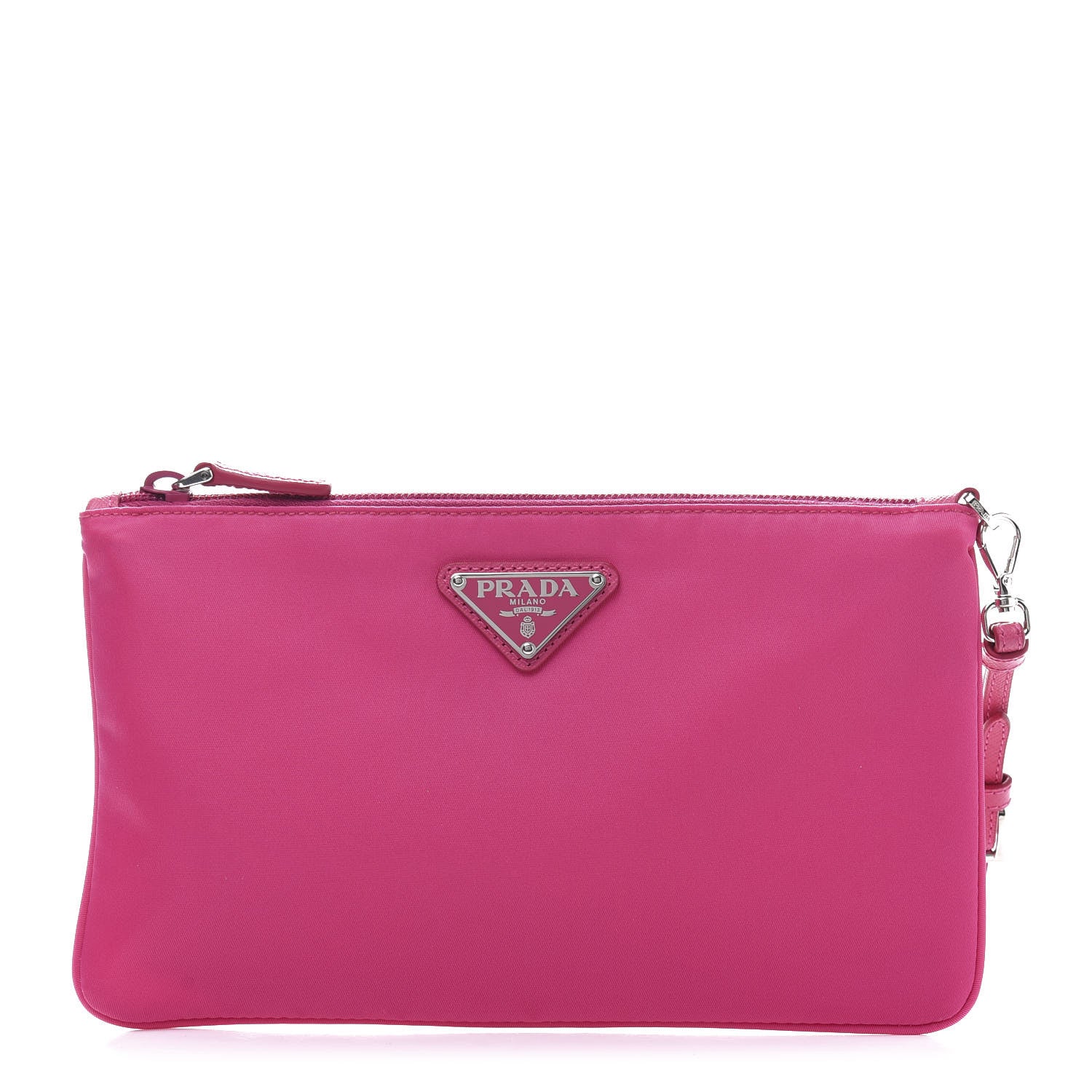 Prada Tessuto Nylon Saffiano Wristlet Fuxia 1 of 9
