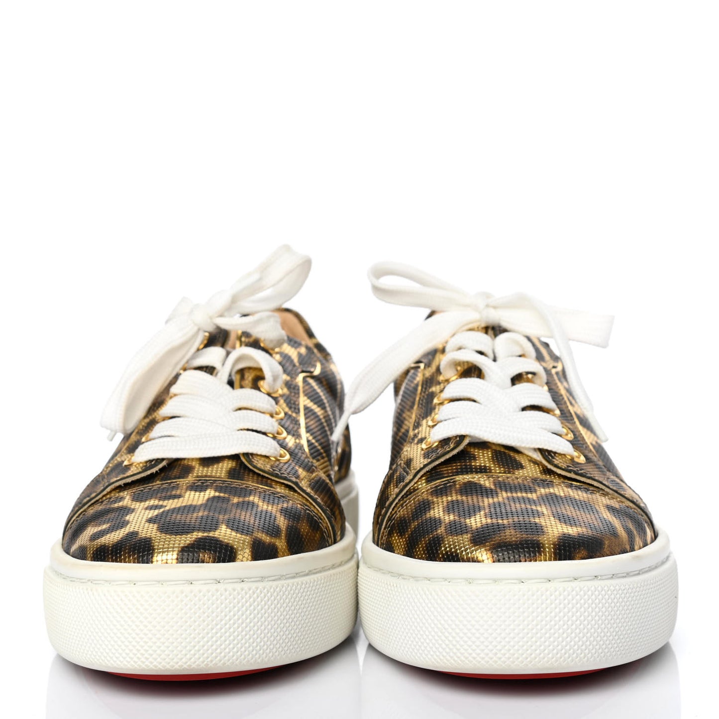 Calfskin Coins Leopard Womens Vieirissima Flat Sneakers 37 Gold