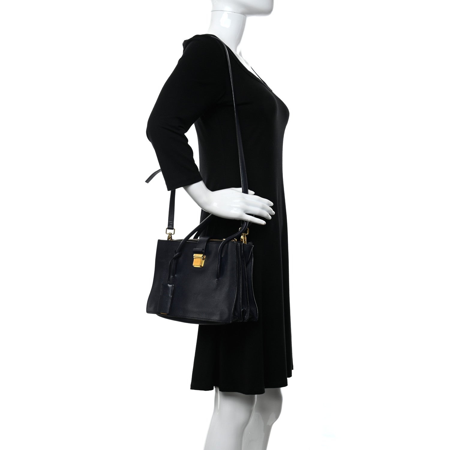 Miu Miu Goatskin Madras Tote Black 3 of 10