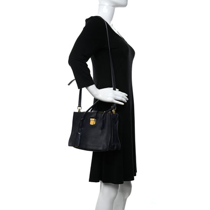 Miu Miu Goatskin Madras Tote Black 3 of 10