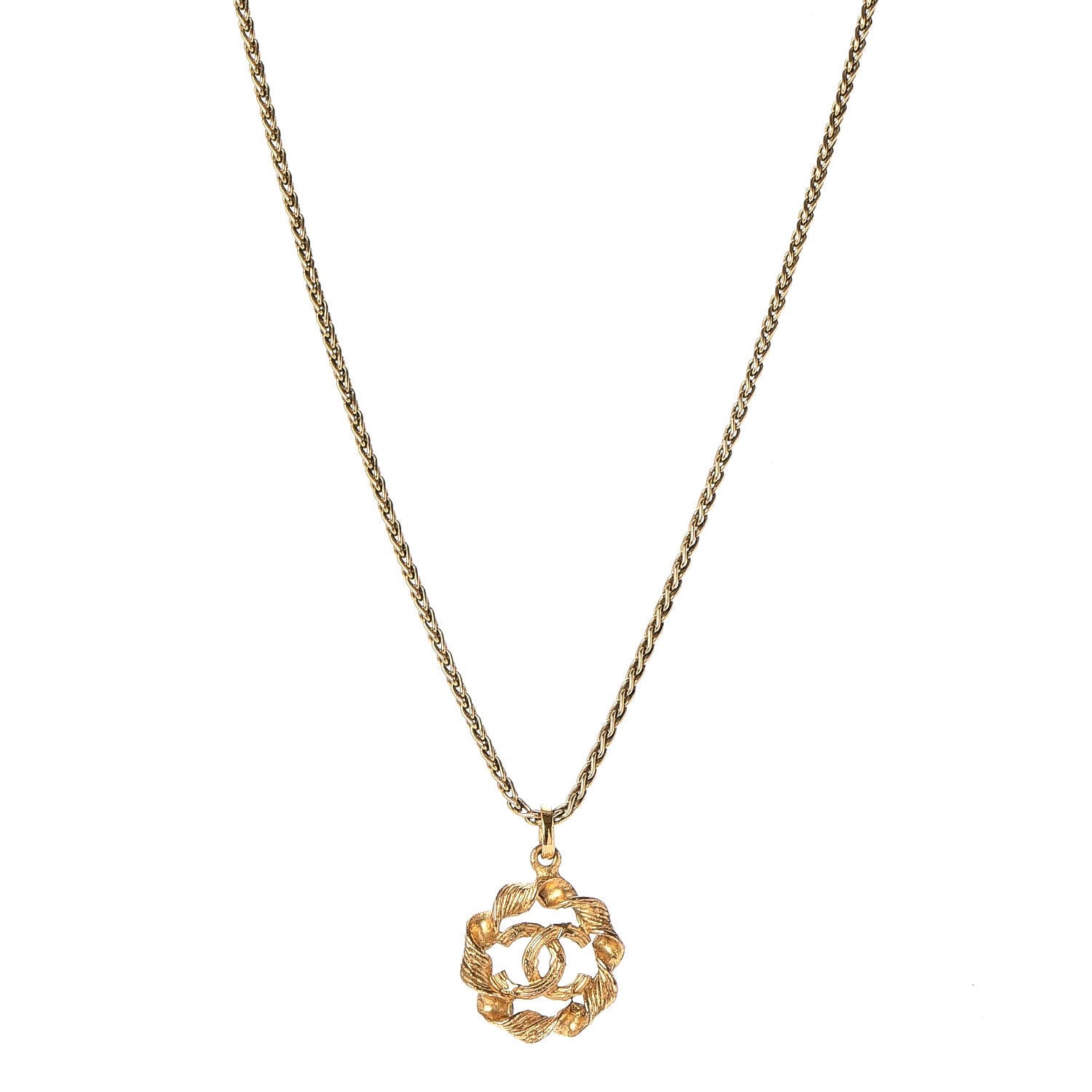 Chanel CC Logo Pendant Necklace Gold 1 of 5