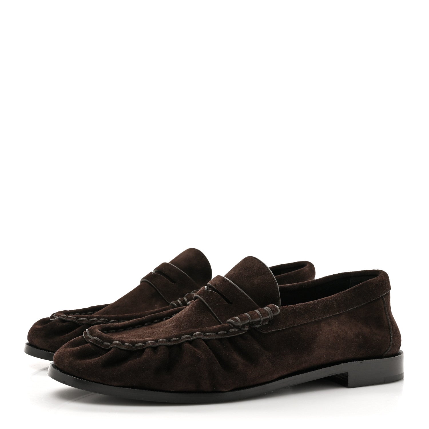 Saint Laurent Suede Le Loafer Penny Slippers 38.5 Dark Chocolate 3 of 9