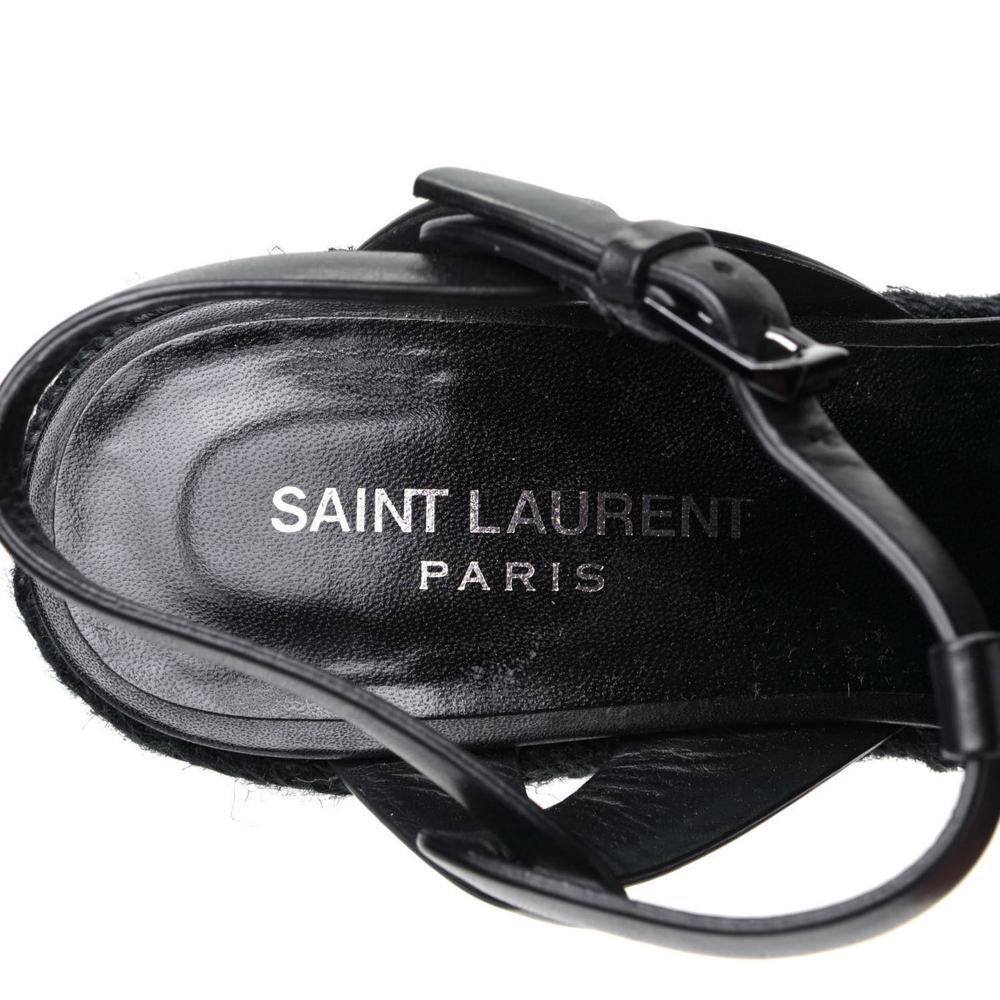 Calfskin Tribute 95 Platform Espadrille Wedge Sandals 37.5 Black