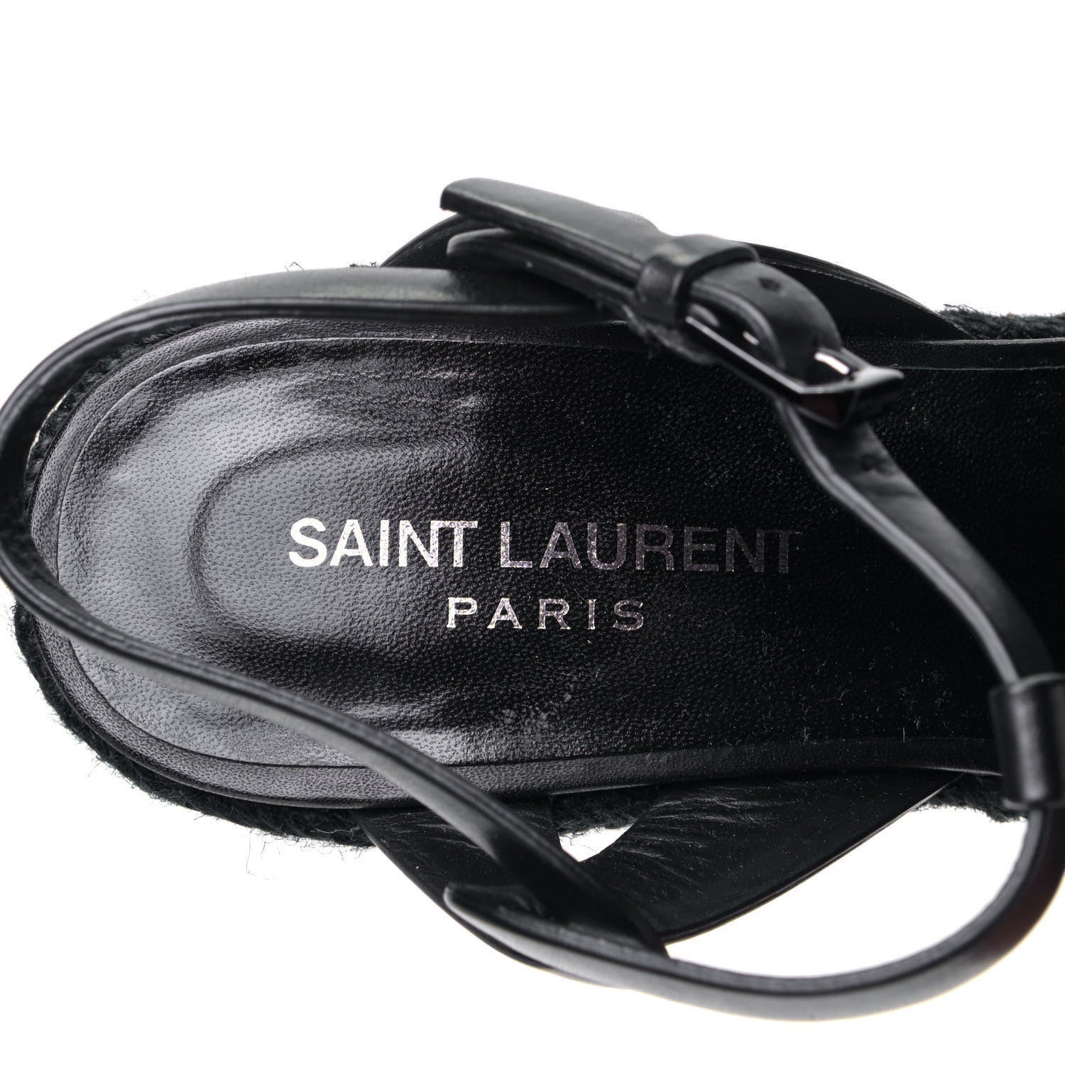 Saint Laurent Calfskin Tribute 95 Platform Espadrille Wedge Sandals 37.5 Black 4 of 5