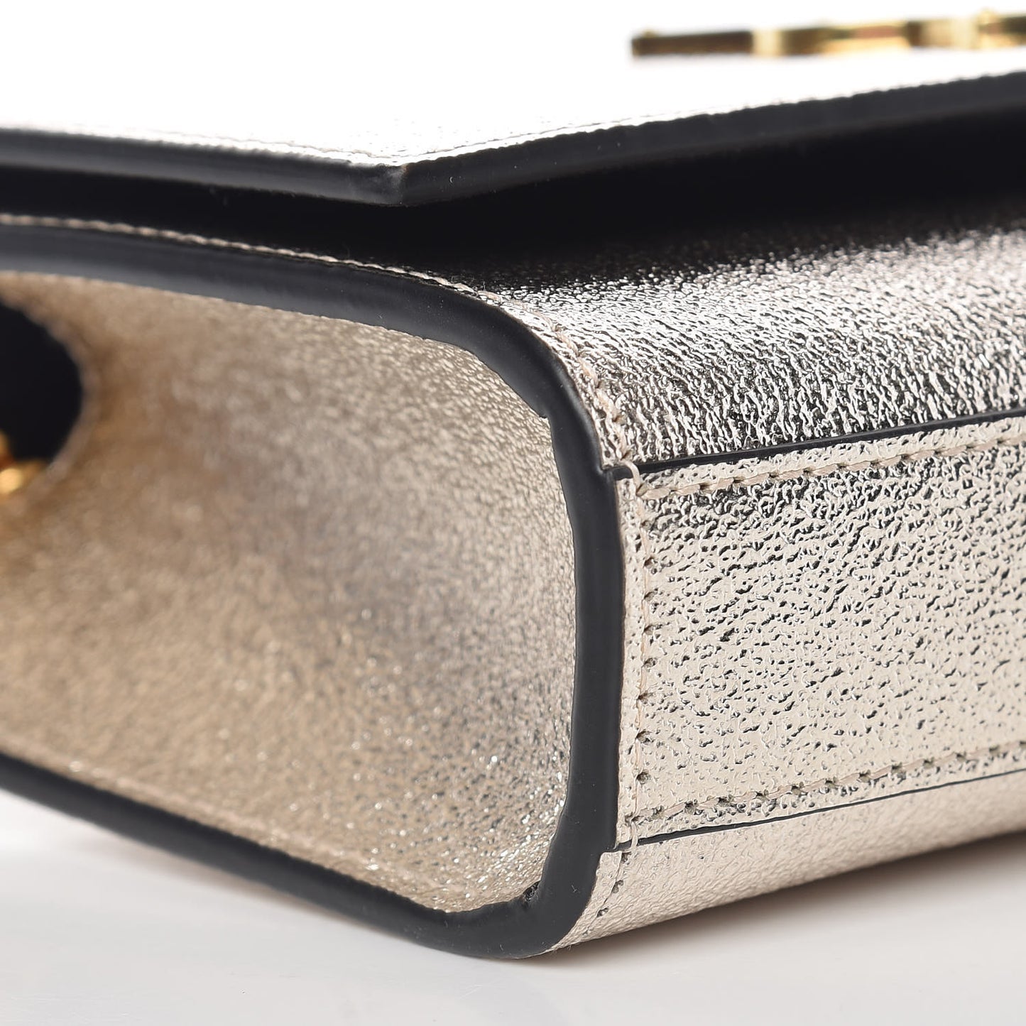 Textured Metallic Calfskin Small Monogram Kate Satchel Gold