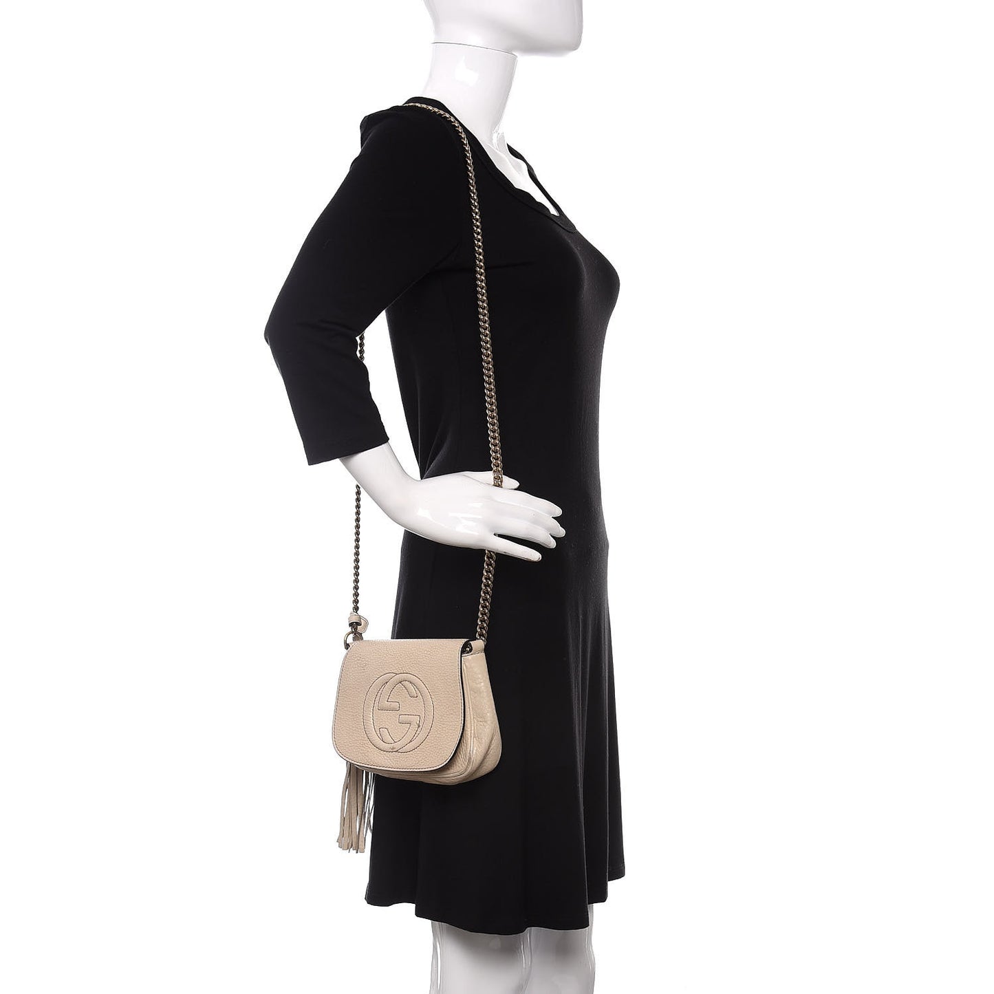 Pebbled Calfskin Small Soho Flap Crossbody Off White