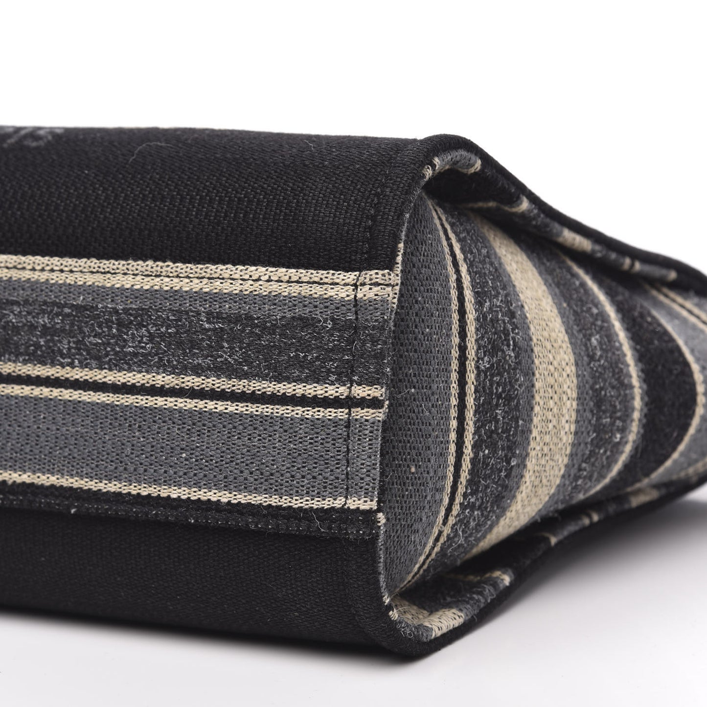 Striped Canvas Small Deauville Tote Grey Black