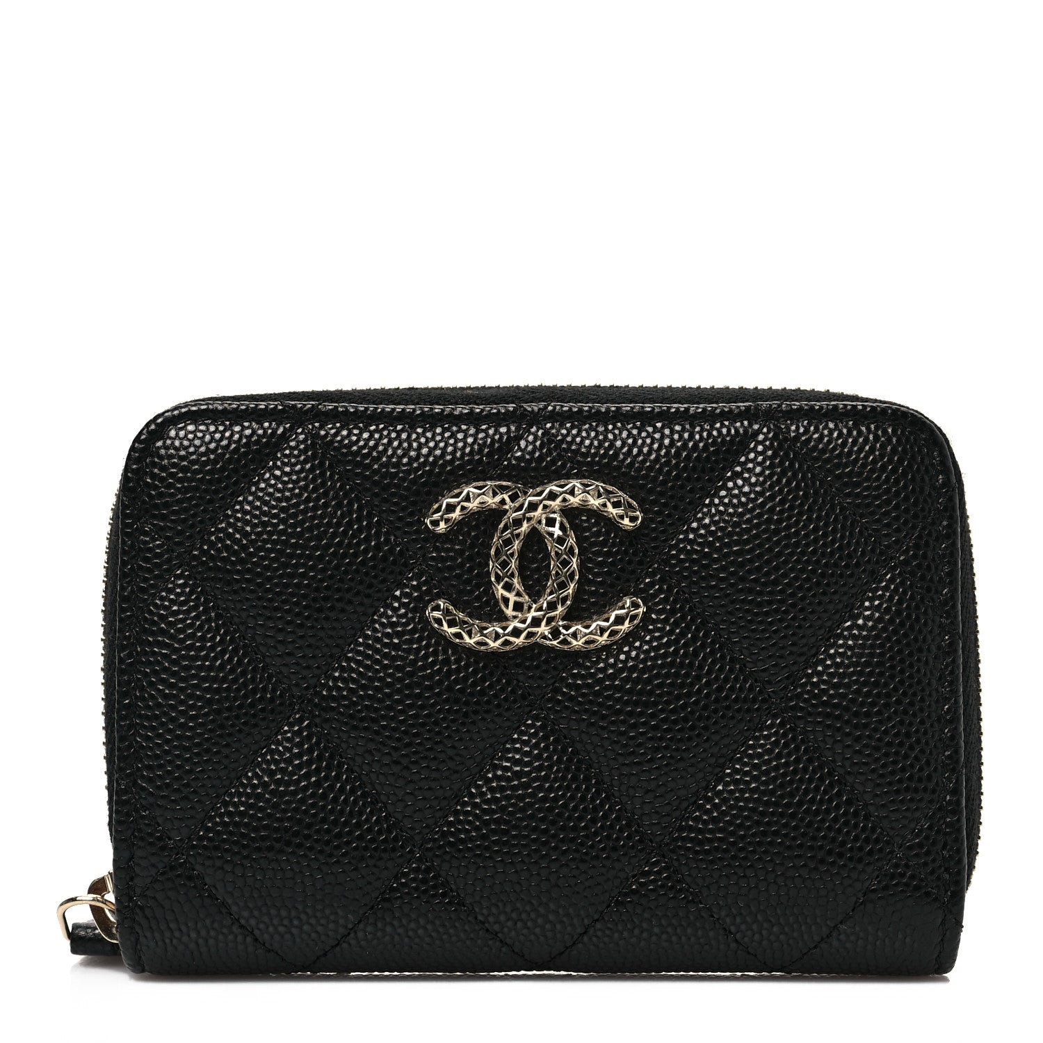Chanel Caviar Quilted Perforated CC Zip Coin Purse Black 1 of 8