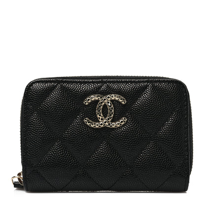 Chanel Caviar Quilted Perforated CC Zip Coin Purse Black 1 of 8