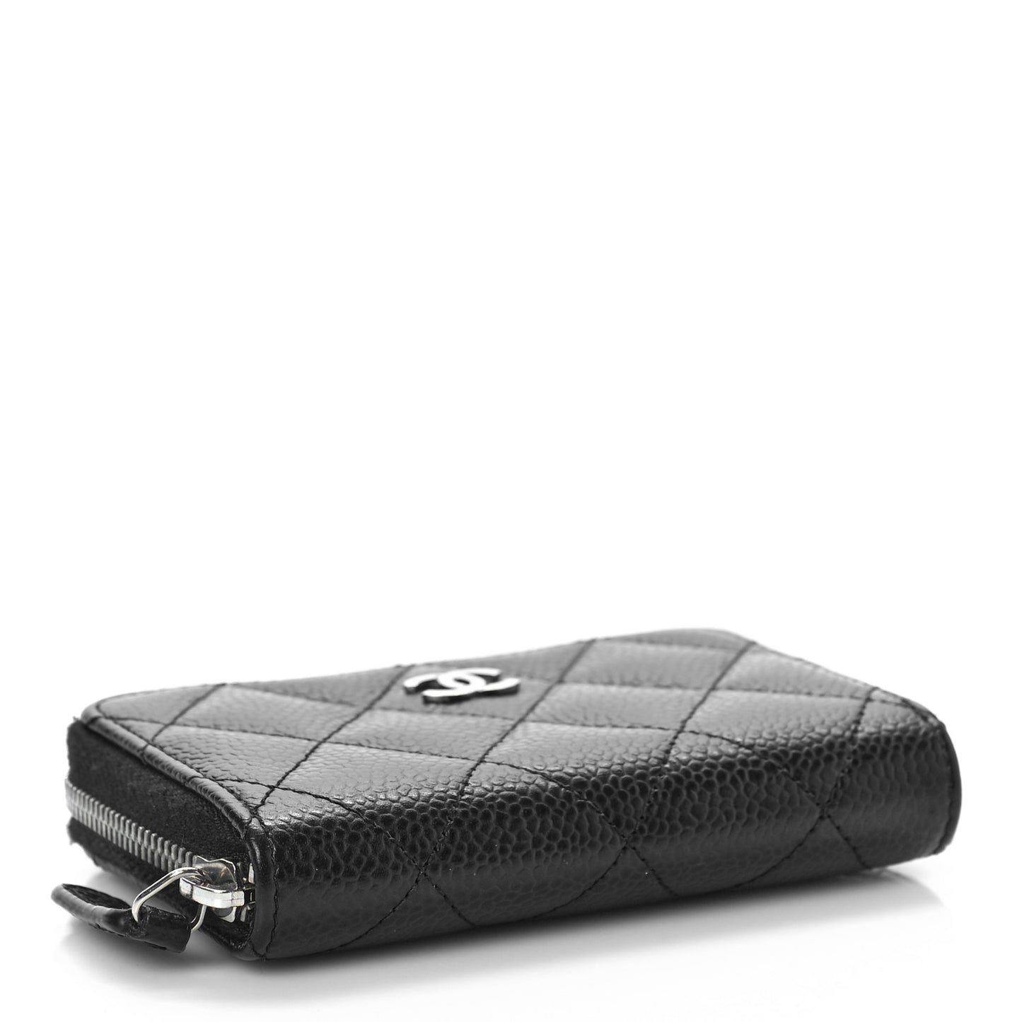 Caviar Quilted Zip Coin Purse Black