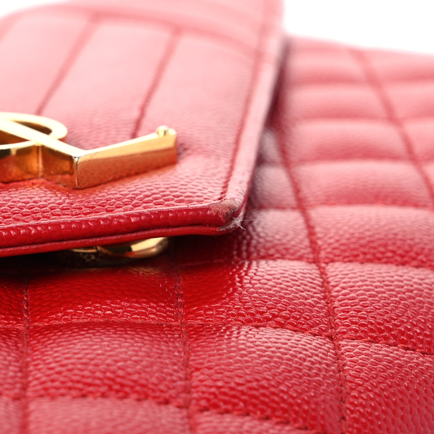 Saint Laurent Grain De Poudre Textured Mixed Matelasse Triquilt Medium Monogram Satchel New Red 10 of 10
