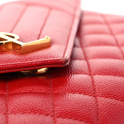 Saint Laurent Grain De Poudre Textured Mixed Matelasse Triquilt Medium Monogram Satchel New Red 10 of 10