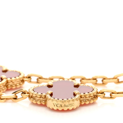 Van Cleef & Arpels 18K Yellow Gold Carnelian 5 Motifs Vintage Alhambra Bracelet 3 of 5