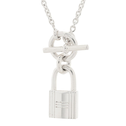 Hermes Sterling Silver Cadenas Kelly Lock Pendant Necklace 3 of 4