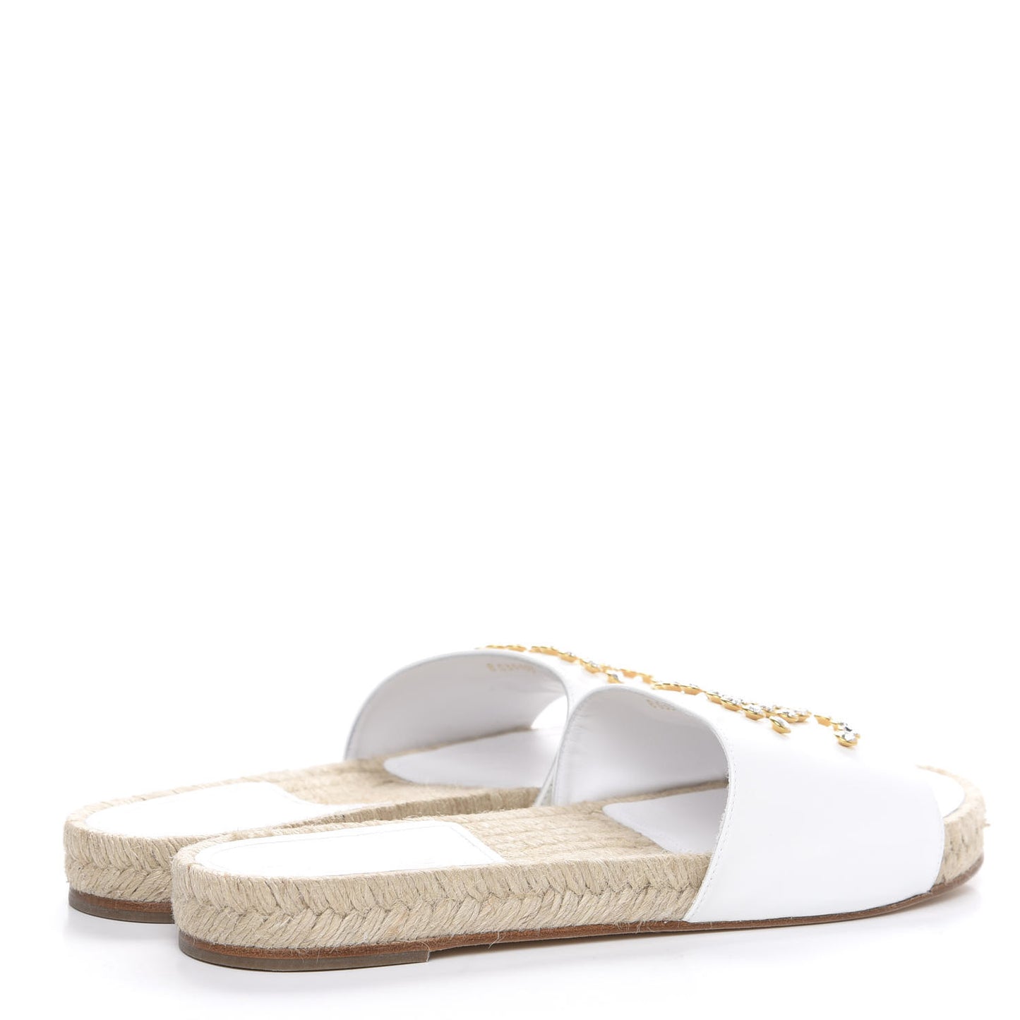Lambskin Pearl CC Espadrille Slip On Sandals 42 Ivory