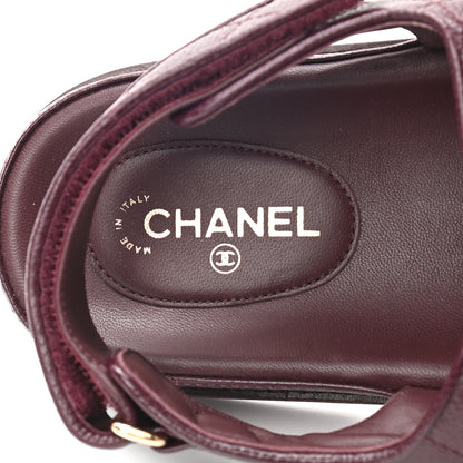 Chanel Grained Calfskin Quilted Velcro Dad Sandals 41 Burgundy 8 of 9