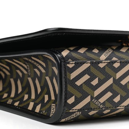 Versace Coated Canvas La Greca Signature Top Handle Bag Black Khaki 8 of 9
